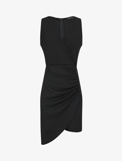 Robe drapée sans manches - Noir - 1