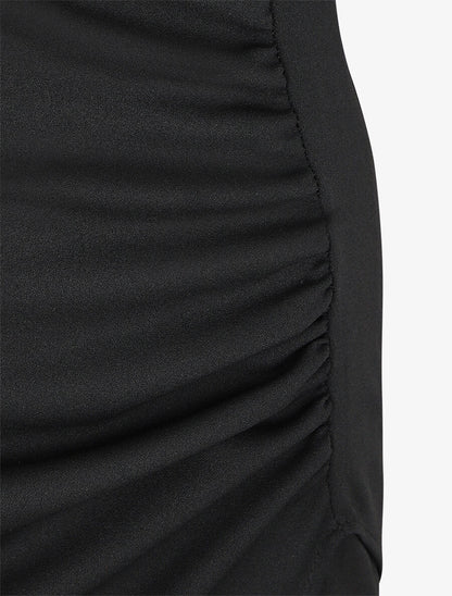 Robe drapée sans manches - Noir - 3