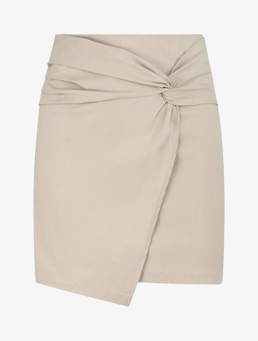 Mini jupe portefeuille drapée - Beige - 1
