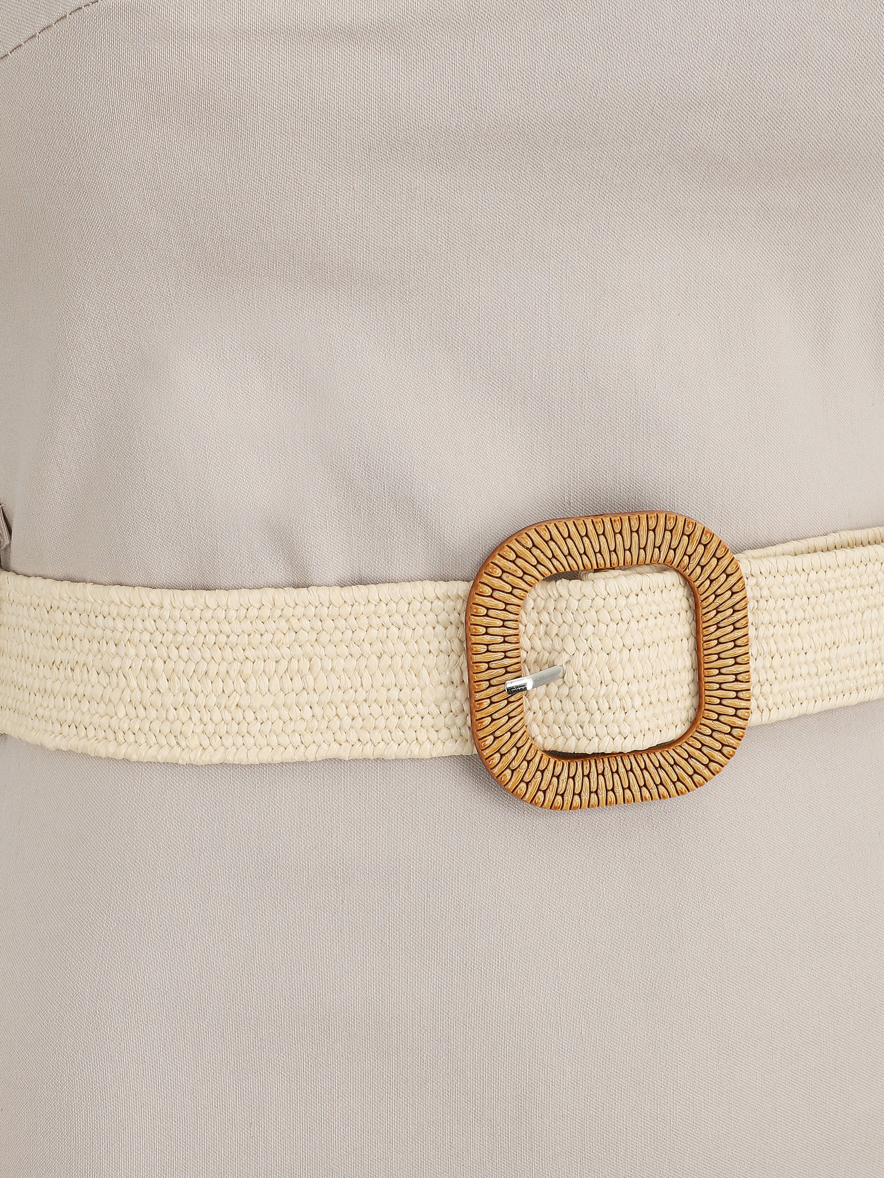 Robe mi-longue fendue - Beige - 3