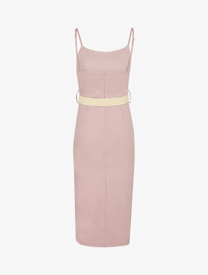 Robe mi-longue fendue - Rose - 2