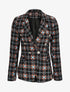 Blazer croisé à épaulettes imprimé carreaux - Noir - 1