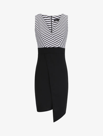 Robe cache-coeur à buste rayé - Noir - 1