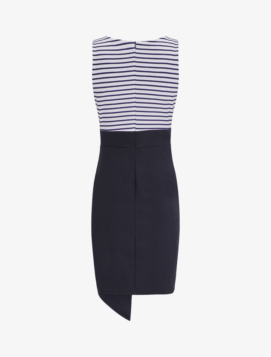 Robe cache-coeur à buste rayé - Marine - 2