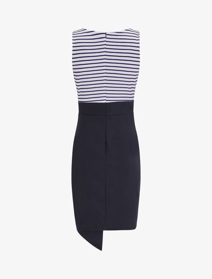 Robe cache-coeur à buste rayé - Marine - 2