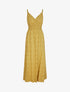 Robe longue empire à bretelles imprimé fleurs des champs - Moutarde - 5