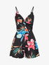 Combishort à imprimé floral - Noir - 1