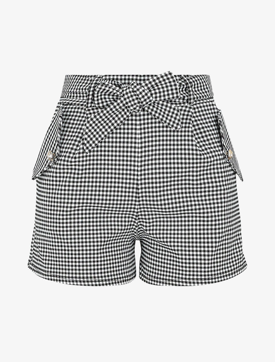 Short à imprimé vichy - Noir - 1