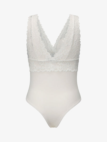 Body uni en dentelle - Blanc - 2