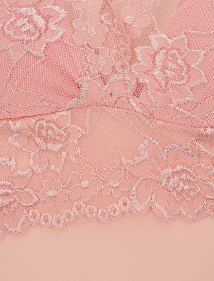 Body uni en dentelle - Rose - 3