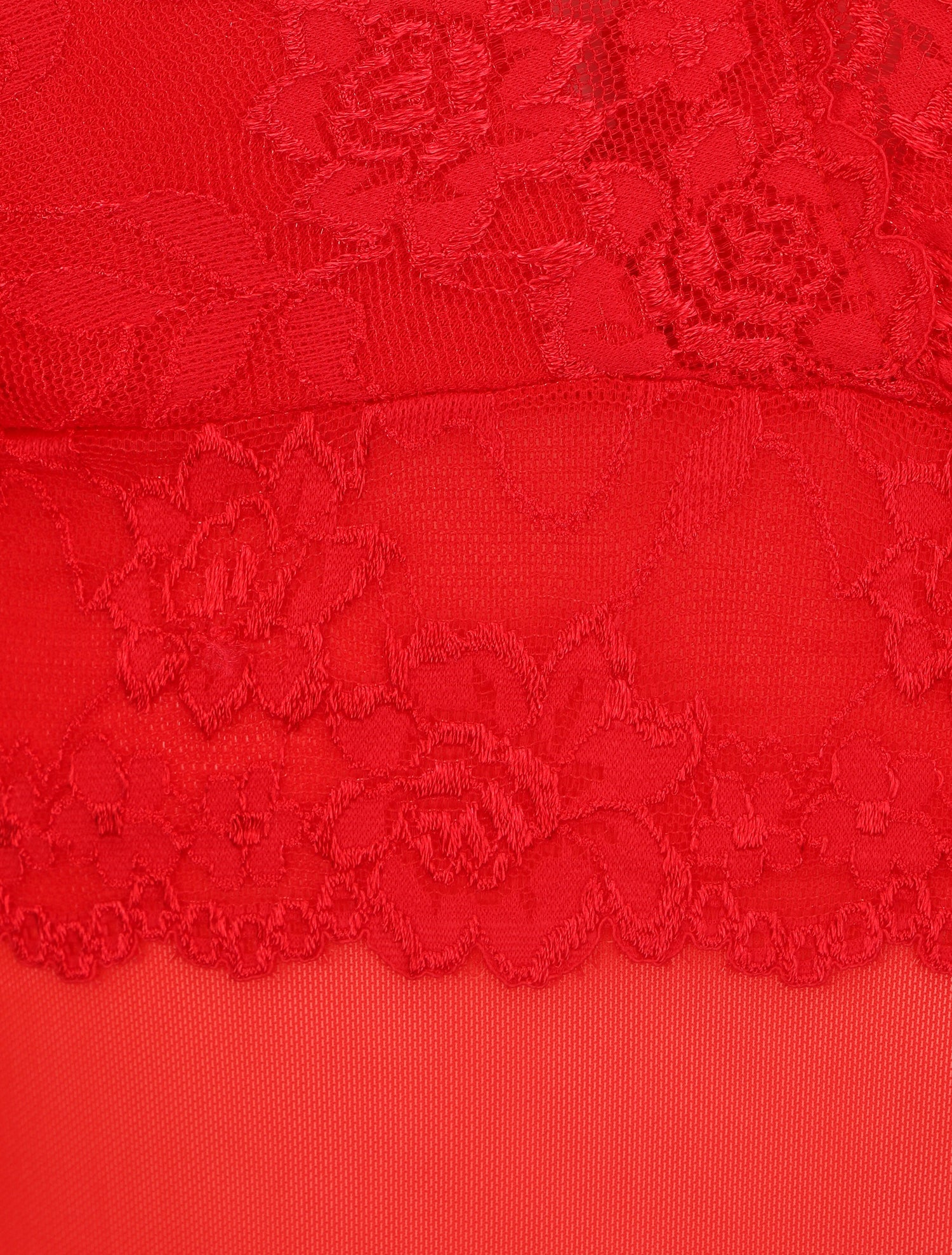 Body uni en dentelle - Rouge - 3