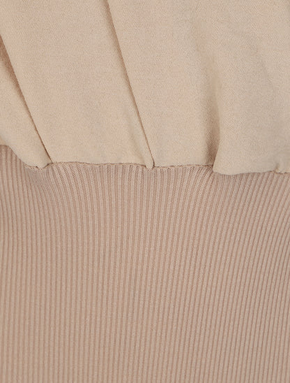 Body bi-matière à col cache-coeur - Beige - 3