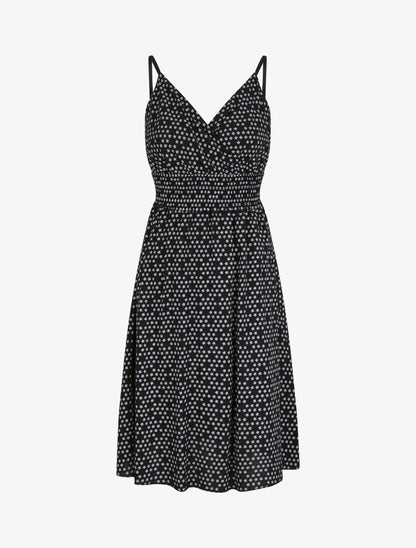 Robe empire mi-longue imprimé floral - Noir - 1