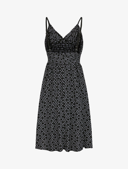 Robe empire mi-longue imprimé floral - Noir - 2