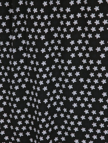Robe empire mi-longue imprimé floral - Noir - 4