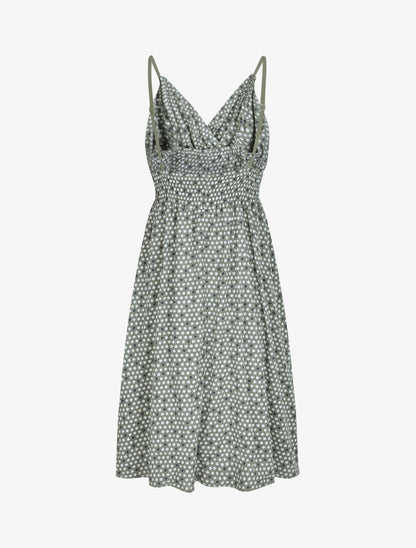 Robe empire mi-longue imprimé floral - Vert olive - 2
