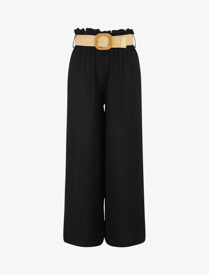 Pantalon ample à taille élastiquée - Noir - 5