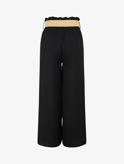 Pantalon ample à taille élastiquée - Noir - 2