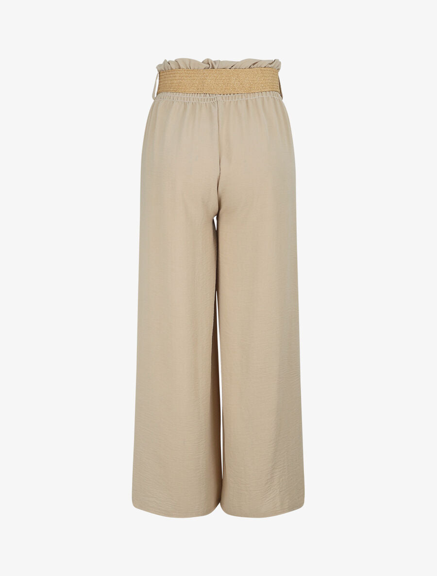 Pantalon ample à taille élastiquée - Beige - 2