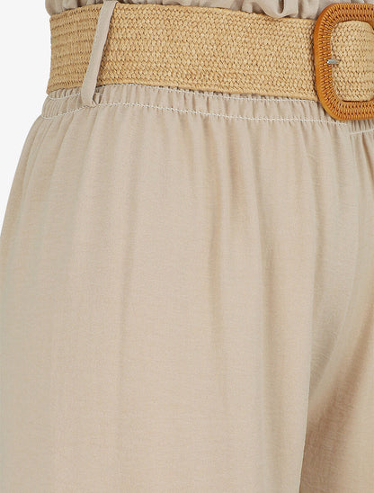 Pantalon ample à taille élastiquée - Beige - 3