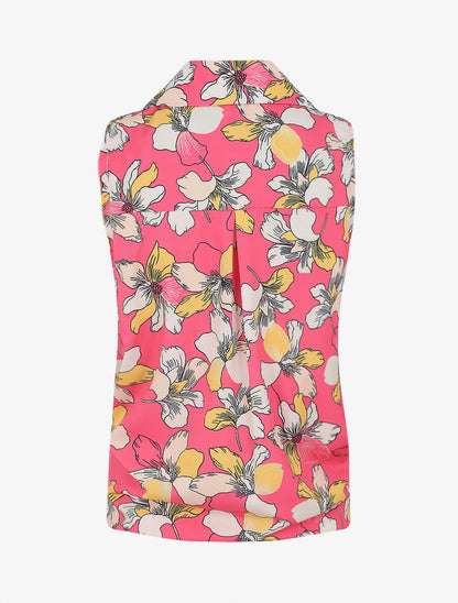Blouse sans manches à liens à nouer - Fushia - 2