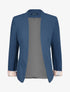 Blazer slim uni à revers imprimé carreaux - Bleu pétrole - 1
