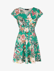 Robe mi-longue à imprimé floral - Vert - 5