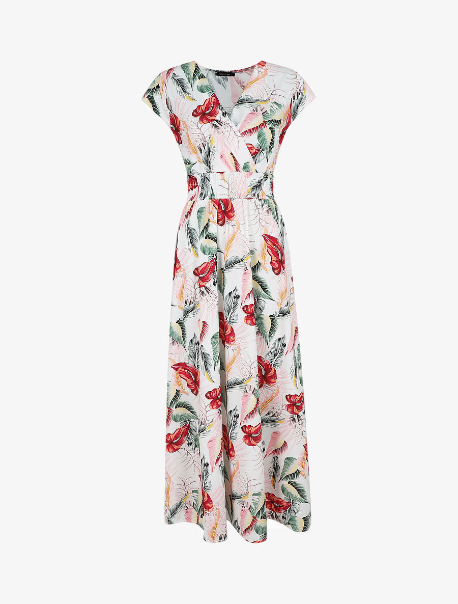 Robe longue à imprimé floral - Blanc - 1