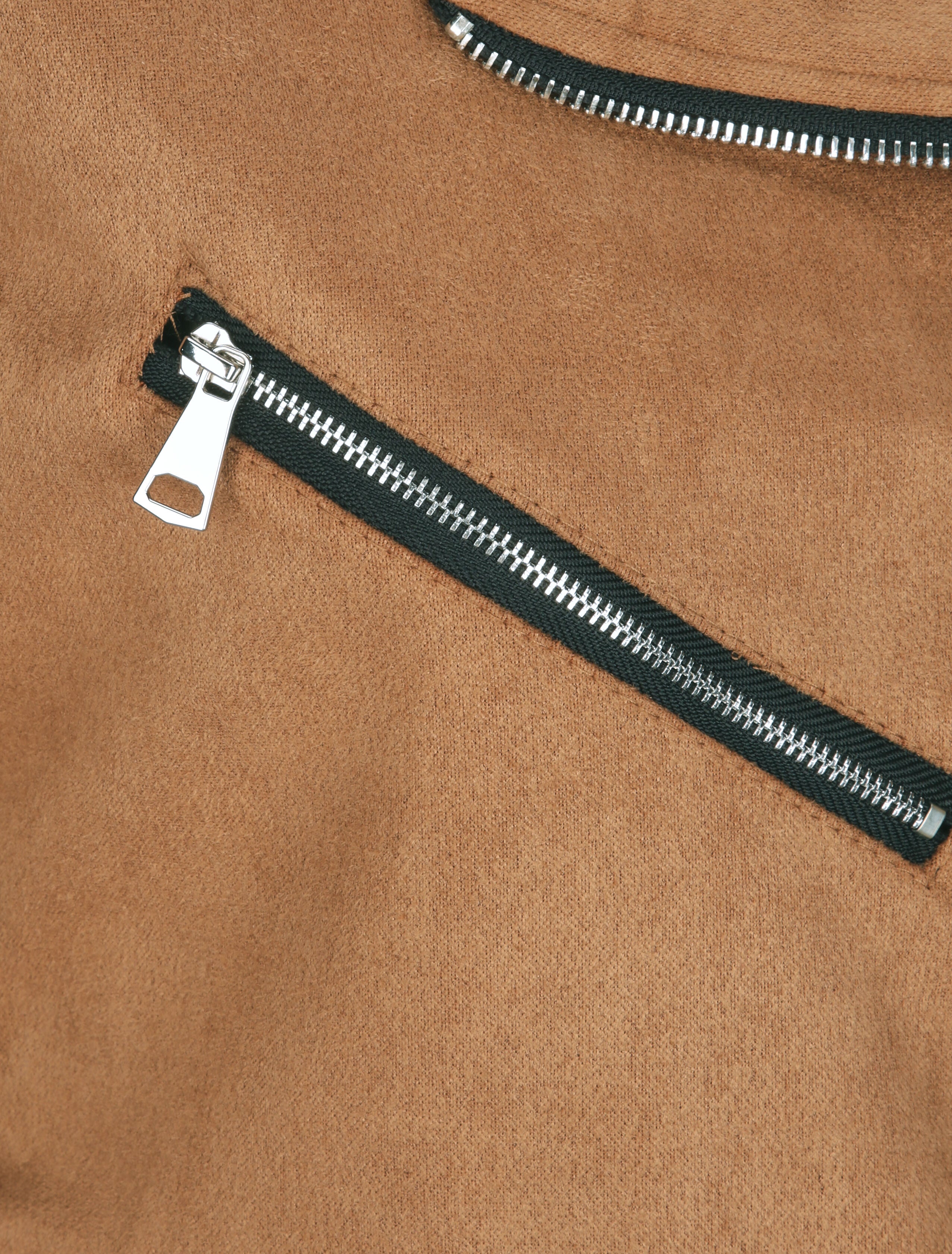 Perfecto droit en suédine poches zippées - Camel clair - 3