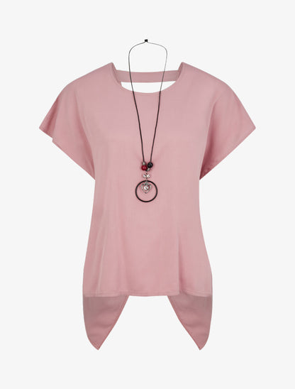 Top oversize à dos ouvert et torsadé - Rose poudré - 1