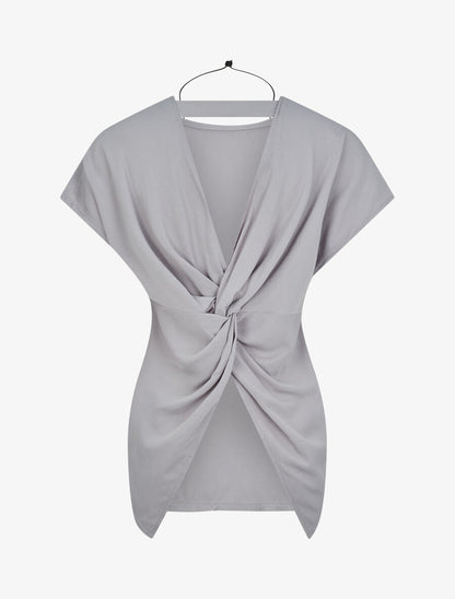 Top oversize à dos ouvert et torsadé - Gris clair - 2