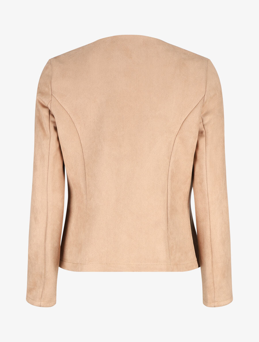 Veste ouverte effet daim - Camel - 2