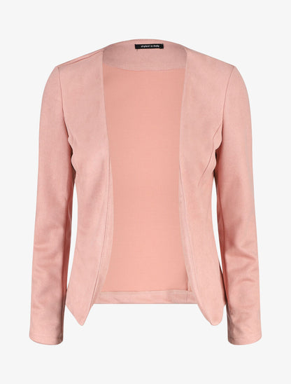 Veste ouverte effet daim - Rose - 1