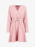 Robe uni à col cache-coeur - Rose poudré - 1