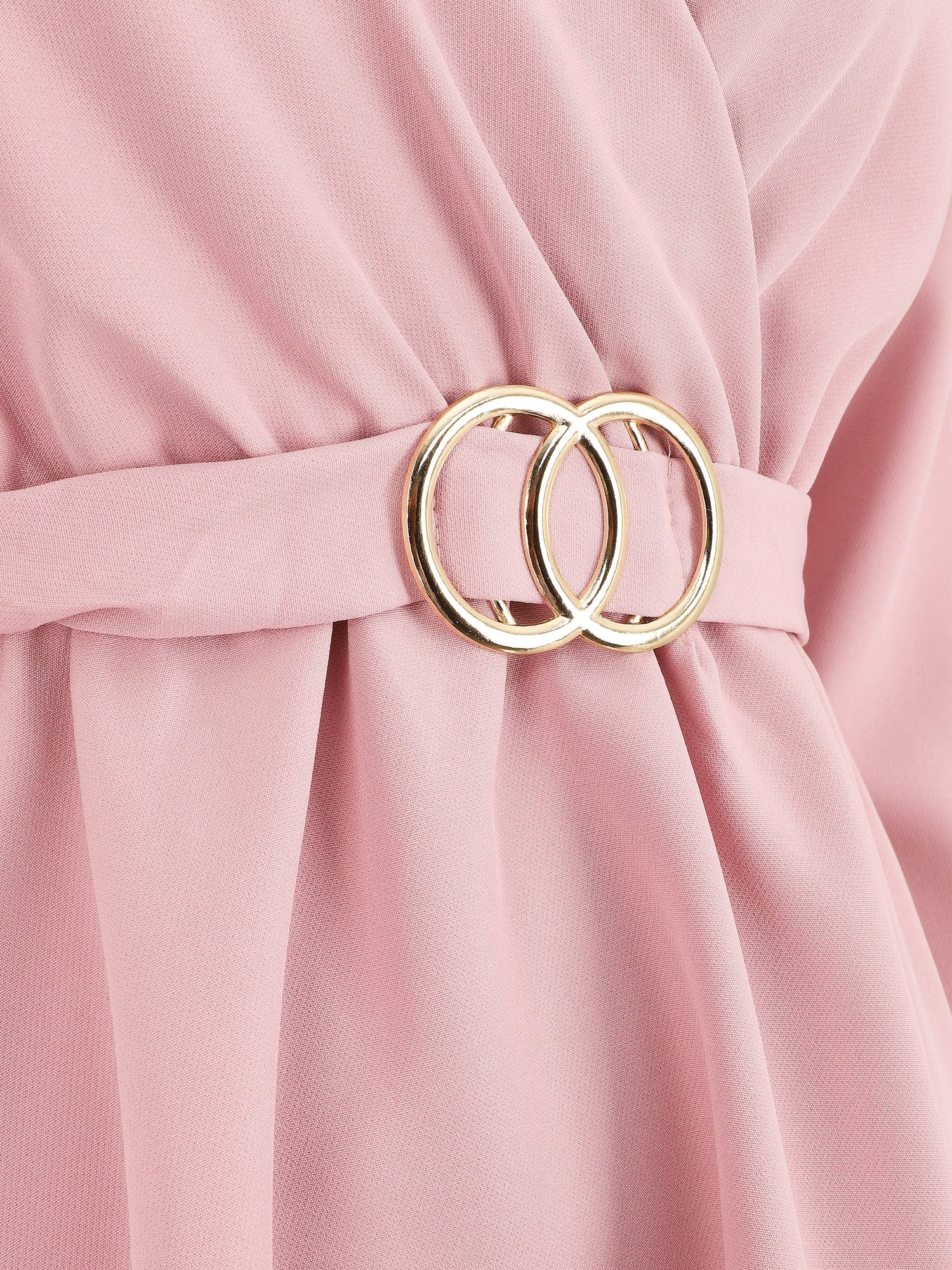 Robe uni à col cache-coeur - Rose poudré - 3