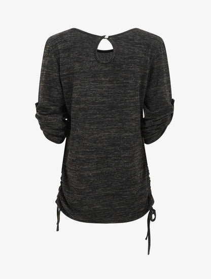 Pull ample à flocage V léopard - Noir - 2