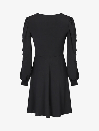 Robe patineuse à col cache-coeur - Noir - 2