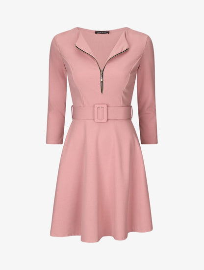 Robe patineuse à zip - Rose - 4
