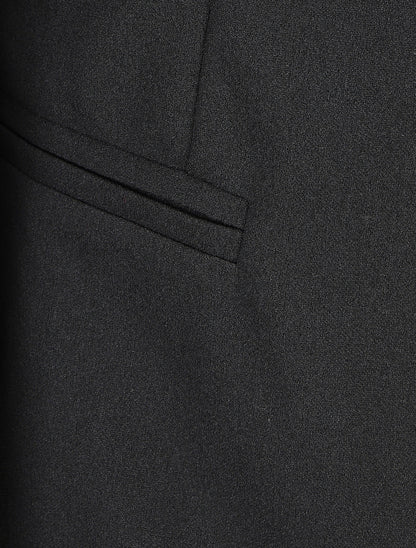 Blazer uni à revers imprimé graphique - Noir/camel - 3