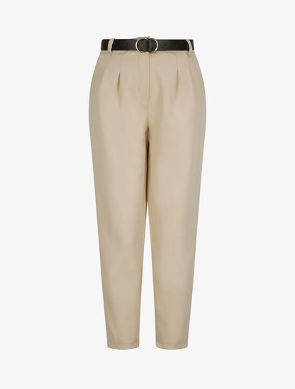 Pantalon dad uni taille standard - Beige - 4