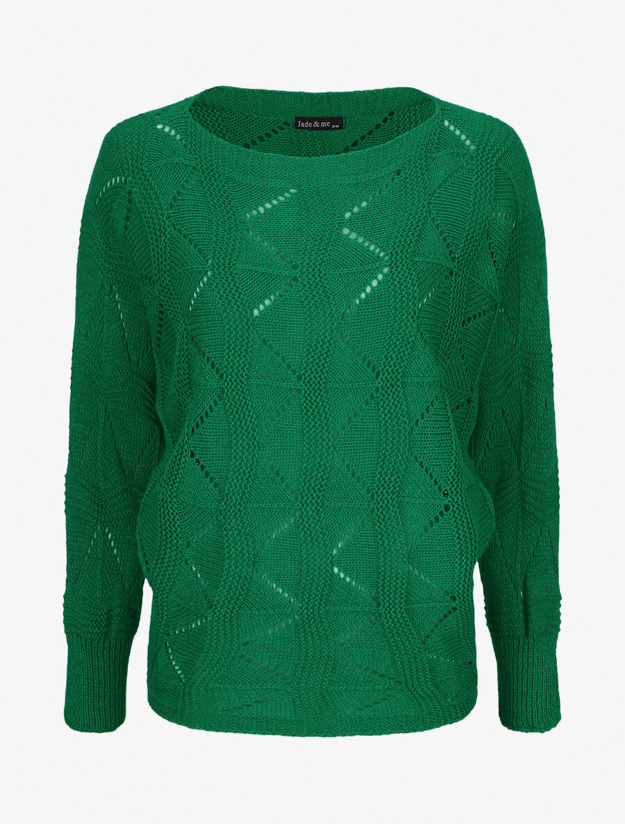 Pull en maille zigzag - Vert - 5