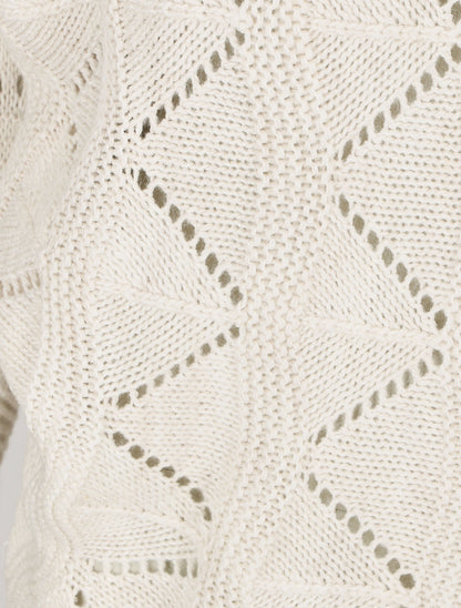 Pull en maille zigzag - Beige - 3
