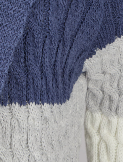 Gilet rayé à capuche - Bleu jean - 3