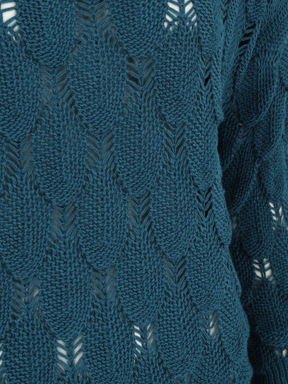 Pull en maille effet écaille - Bleu canard - 3