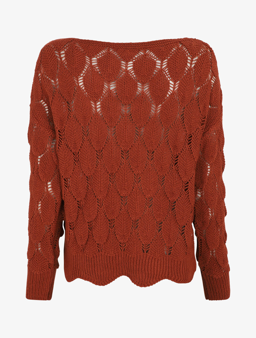 Pull en maille effet écaille - Rouille - 2