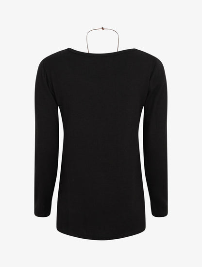 Pull uni à bas asymétrique - Noir - 2