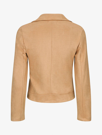 Veste style perfecto zippée en suédine - Beige - 2