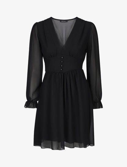 Robe courte patineuse en voile - Noir - 1