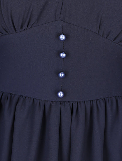 Robe courte patineuse en voile - Marine - 3