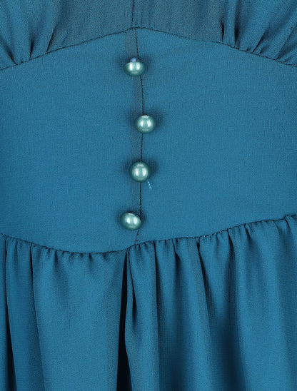 Robe courte patineuse en voile - Bleu canard - 3